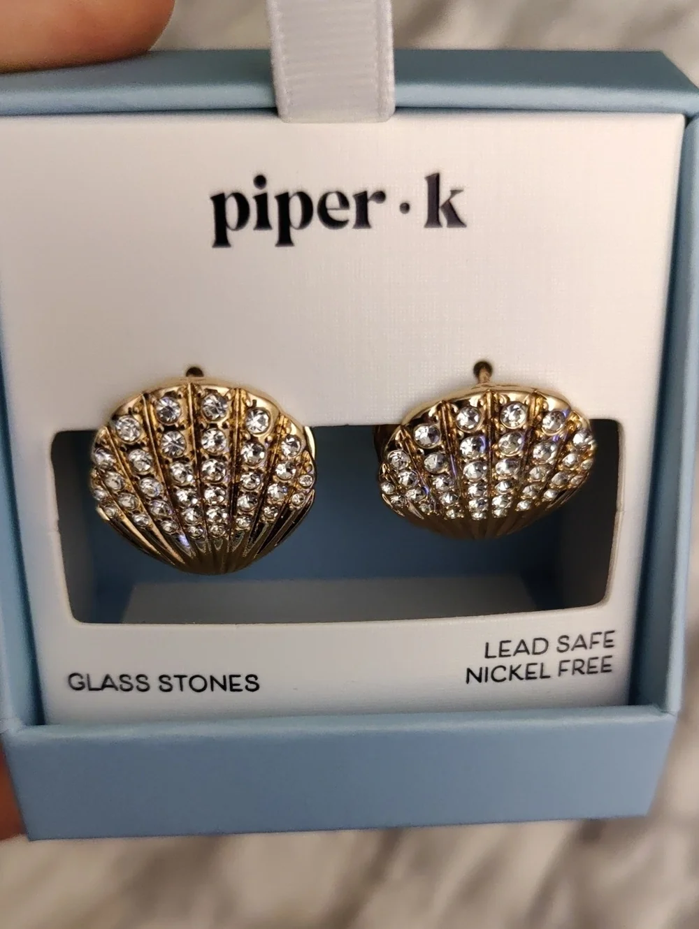 New!Piper Gold-tone Shell Crystal Accents Y2K Cottagecore Coastal Beach Summer